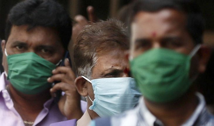 Group Of People Waering Medical Masks For Protection For COVID-19.