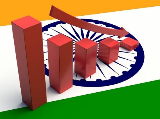 Growth Of India In The Background Of Indian Flag.