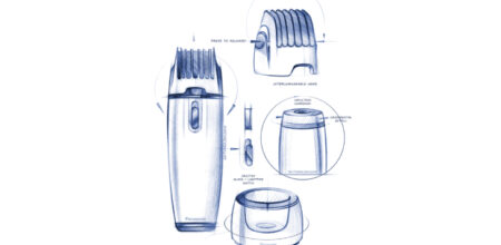 Product design sketch of an epilator