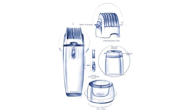 Product design sketch of an epilator